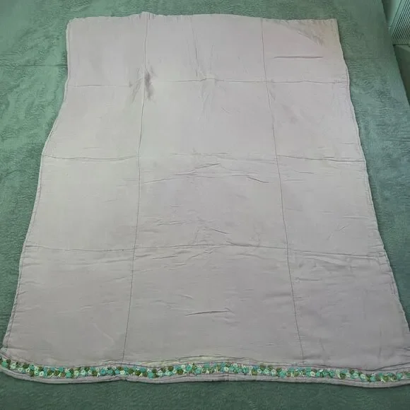 Vintage Baby Quilt Hand Embroidered Animals Pastel Crib Blanket Handmade 36x30 - Picture 15 of 16